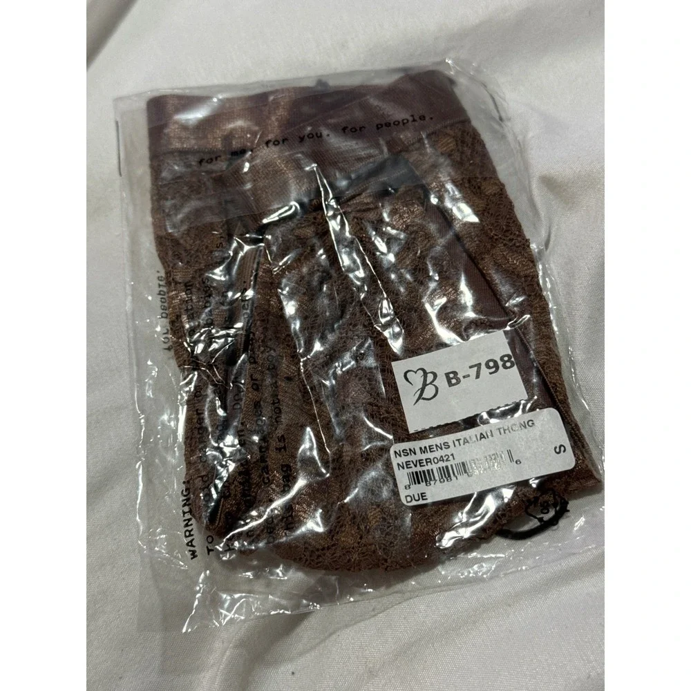 Cosabella‎ Men's Semi Sheer Lace Thong Brown NWT Size S